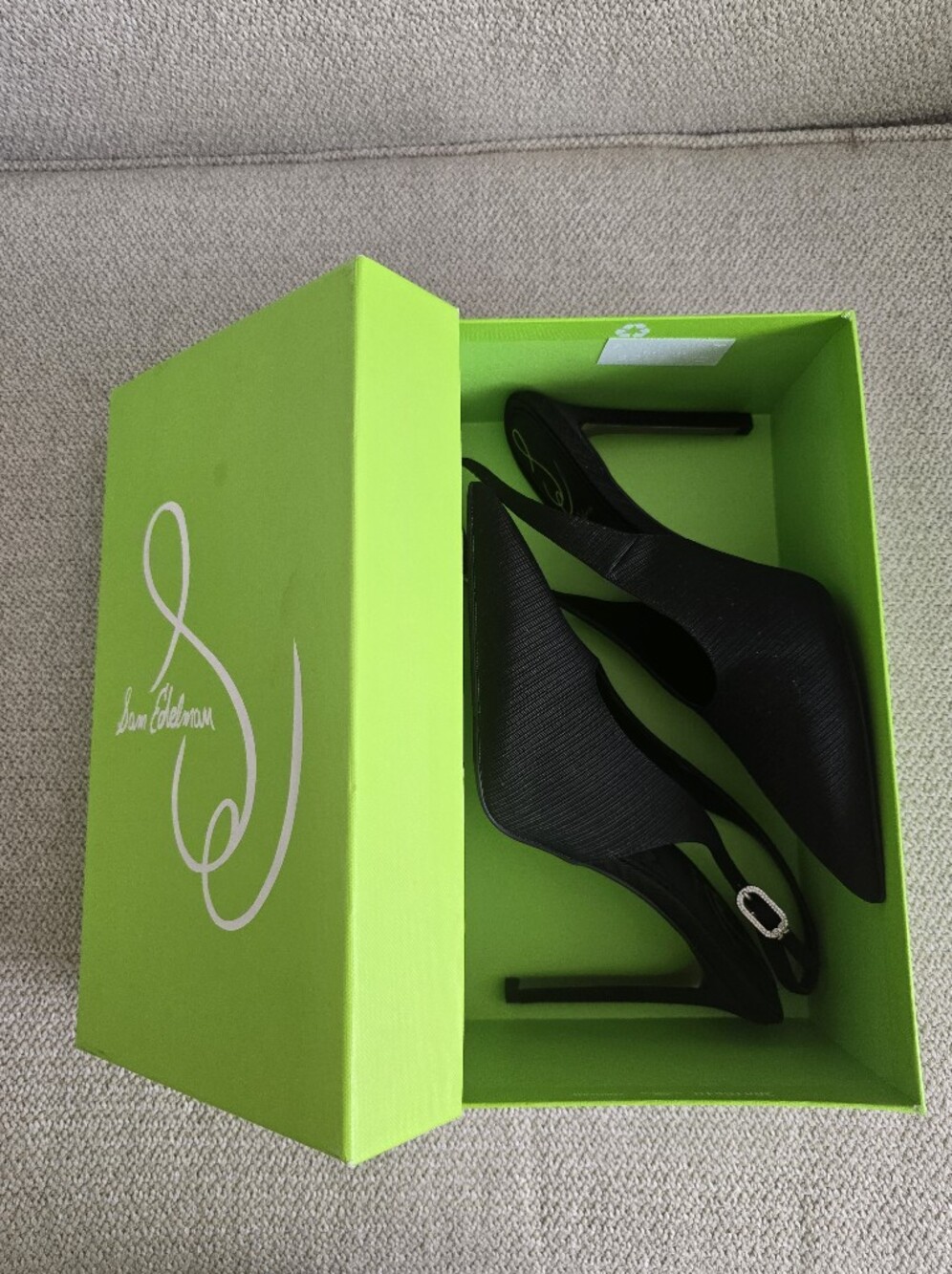 NIB Sam Edelman Black Slingback Pointed-Toe Stiletto Pumps. Size 7.5 - Picture 9 of 10